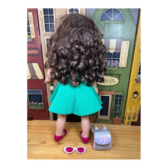 My Life City Toy Green Eyes Freckles Long Brown Curly Hair 18” Doll 2013 - Picture 11 of 13